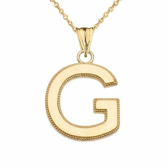 Real Gold Small Initial Letter G Pendant Necklace